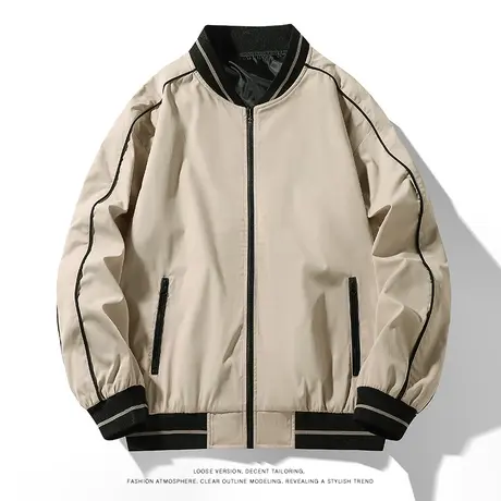 拼接夹克男春秋休闲潮流痞帅简约外套韩版潮牌ins宽松棒球服上衣商品大图