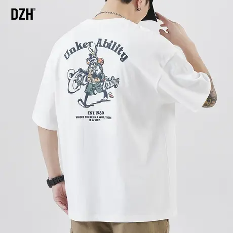 男士兔子t恤白色短袖男夏季纯棉2023新款情侣装夏季半袖男款衣服商品大图