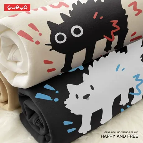 悦游 惊吓猫狗 怪趣无性别通勤卫衣男原创小众卡通圆领无帽潮流商品大图