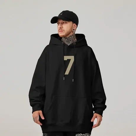 美式复古嘻哈加肥加大码卫衣男装ins纯棉重磅做旧高街连帽秋冬季商品大图