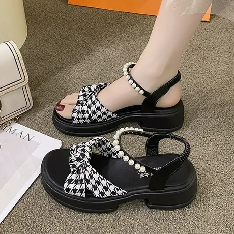 配裙子的凉鞋女外穿2023年夏季新款高级感时尚百搭松糕厚底罗马鞋图片