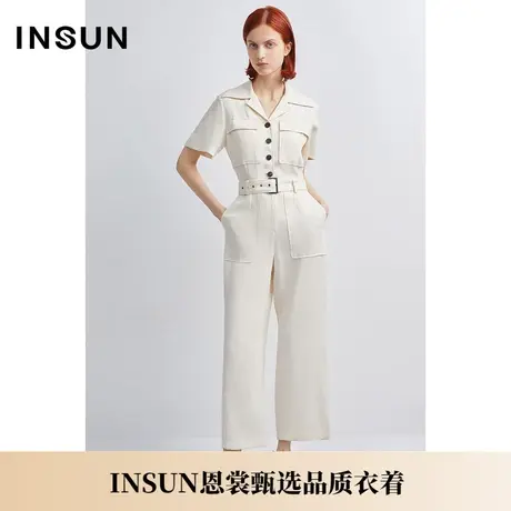 INSUN恩裳夏季工装风口袋收腰直筒连体裤商品大图