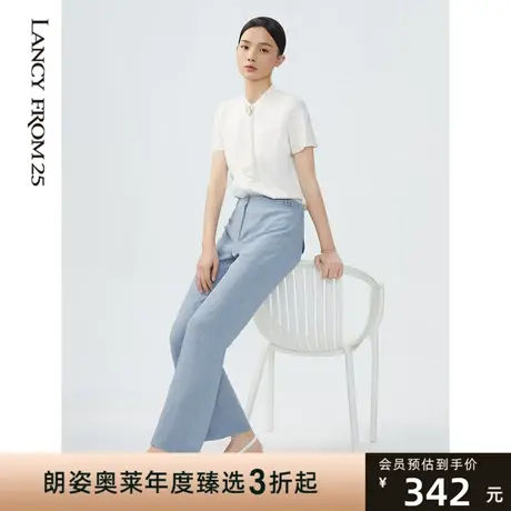朗姿[商务系列]西装裤女夏日新款通勤职业风简约宽松直筒裤商品大图
