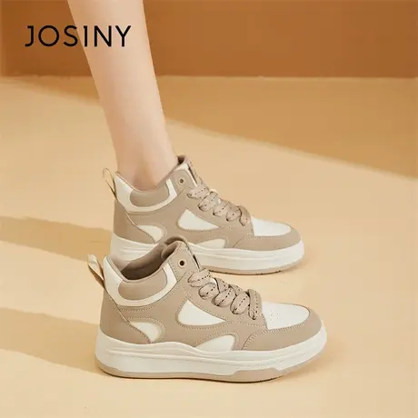 Josiny/卓诗尼高帮休闲板鞋女鞋2024春季新款aj运动鞋子百搭厚底商品大图