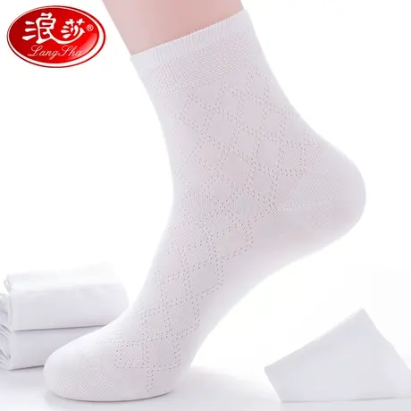 浪莎袜子男士夏季薄款长绒棉防臭吸汗短筒棉袜透气超薄夏天网眼袜商品大图