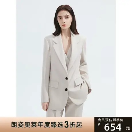 朗姿秋新款轻熟风法式西装套装西服外套简约修身气质上衣女高级感图片
