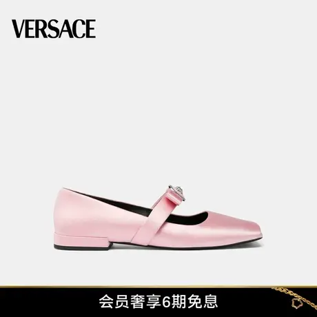【秀场同款】VERSACE/范思哲 女士Gianni Ribbon露趾缎面芭蕾舞鞋商品大图