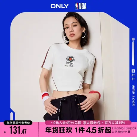 ONLY2023秋季新款NBA联名款圆领字母修身短款T恤女|123201119商品大图
