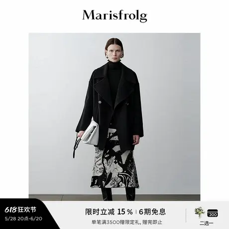 【轻密针织】玛丝菲尔时尚气质黑色高领折线刺绣羊毛修身针织衫女图片