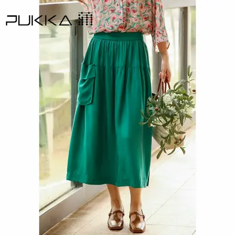 蒲PUKKA 时装周秀半身裙女夏季宽松休闲中长款a字裙子图片