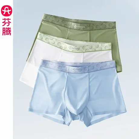 芬腾冰丝内裤男士薄款凉感7A抗菌裆平角裤青年男大码四角裤短裤头商品大图