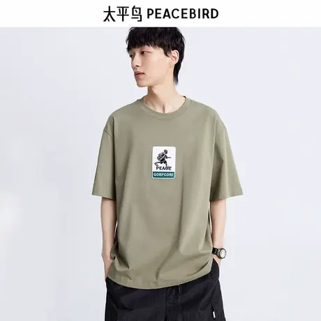 【商场同款】太平鸟男装 夏季新款植绒刺绣户外短袖t恤B2DAD2120商品大图