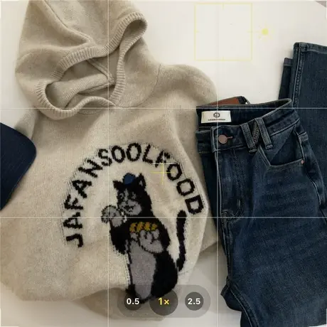 大衣叠穿绝绝子～浣熊绒连帽卡通印花套头帽衫洋气毛衣女2022冬季商品大图