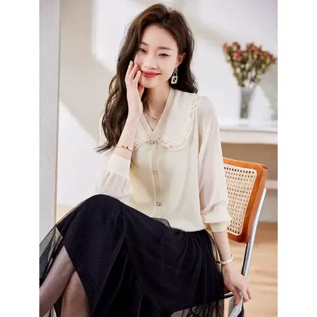 时尚气质淑女套头针织衫2023年春季新款温柔甜美减龄显瘦通勤上衣商品大图