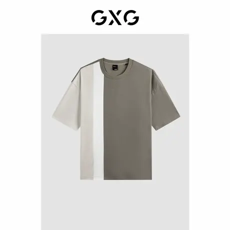 GXG男装 商场同款卡其色肌理圆领短袖T恤24年夏季新品G24X442094商品大图