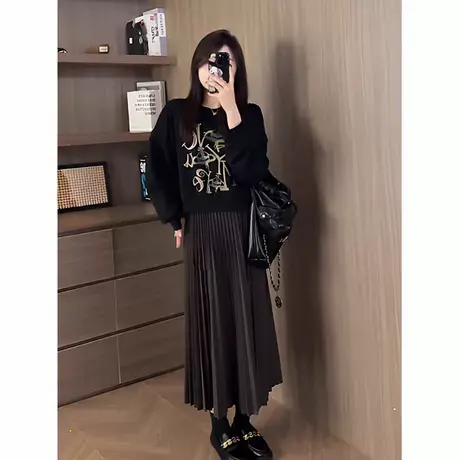 设计感灰色圆领正肩小众上衣洋气独特别致小个子短款卫衣女春秋款商品大图
