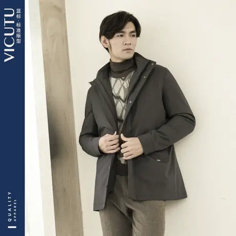 VICUTU/威可多男士棉服时尚褐色休闲商务秋冬外套商品大图