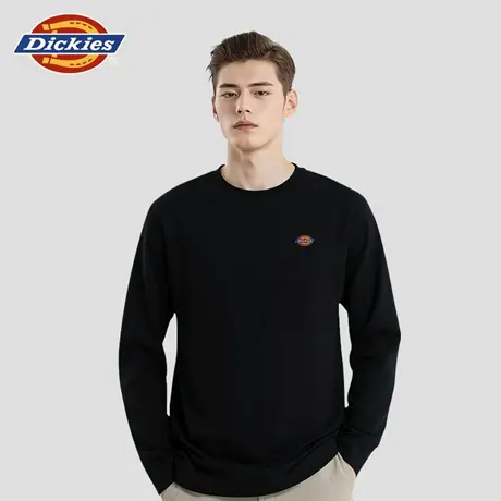 Dickies黑色上衣男2025新款春秋季薄款打底衫潮流透气圆领T恤男款商品大图