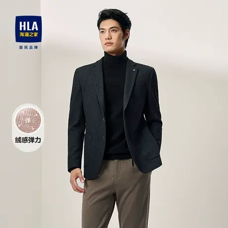 HLA/海澜之家绒感弹力休闲西服男25秋冬新时尚花纹修身西装外套男商品大图