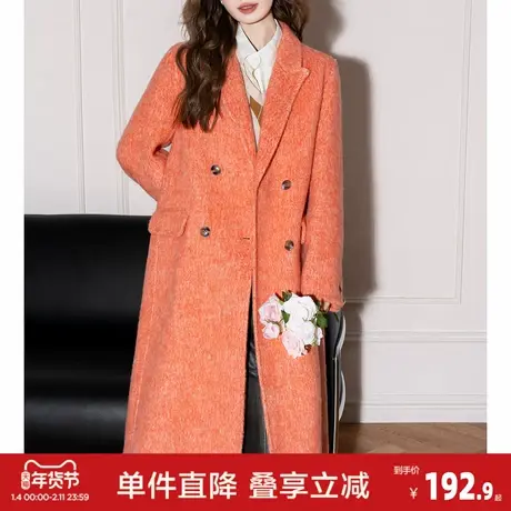 唐狮秋冬长款羊毛大衣女高级感羊毛外套女小个子气质时尚女装图片