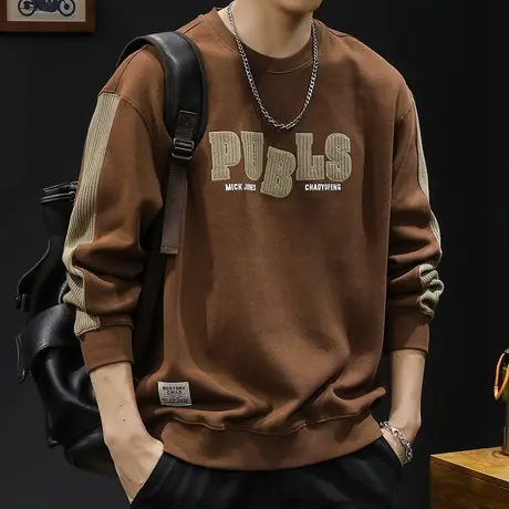 重磅加绒卫衣男秋冬款潮牌男款大码2023新款男士圆领上衣长袖秋款图片