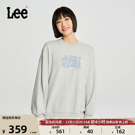 Lee舒适版字母logo印花美拉德复古风圆领女卫衣休闲LWT007322204图片