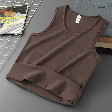 300g重磅德绒背心男秋冬保暖运动坎肩双面绒打底马甲健身无袖吊带商品大图