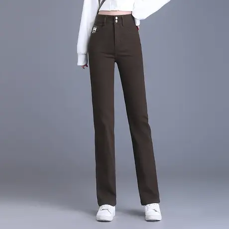 显瘦窄腿直筒裤女春秋2023新款高腰时尚休闲裤通勤百搭牛仔裤长裤图片