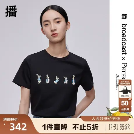 播Peter Rabbit联名系列2023秋商场同款短袖T恤短款女BDQ1YD0302图片