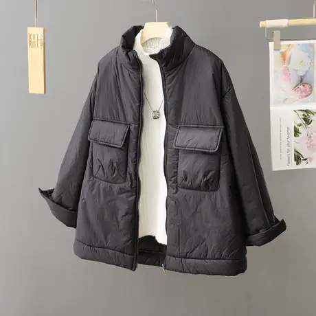 2023秋冬新款休闲百搭棉袄立领大码棉衣外套韩版时尚大口袋棉服女图片