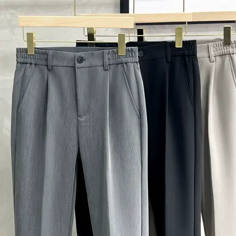 垂感小西裤男士夏季薄款修身九分裤子男士休闲裤高端商务韩版潮流商品大图