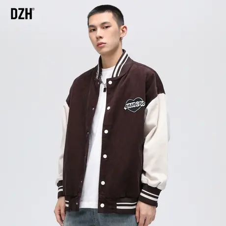 男士灯芯绒外套男秋季潮牌大码男装2023新款拼接棒球服夹克衫宽松商品大图
