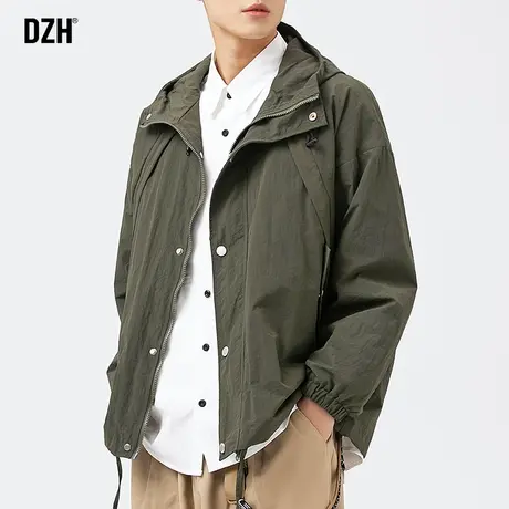 男士军绿色冲锋衣外套男春秋款飞行员运动夹克痞帅男装2023年新款商品大图