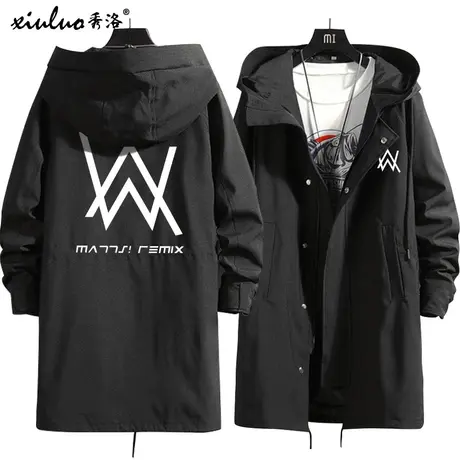 秀洛艾伦沃克风衣男中长款连帽外套Alan Walker电音DJ春秋冬大衣商品大图
