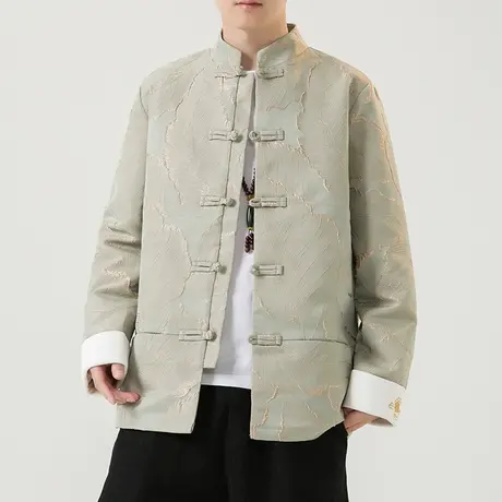 秋冬夹克男中国风刺绣提花民族风个性中式衣服宽松大码时尚潮外套图片