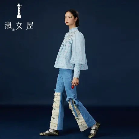 淑女屋官方旗舰店花边喇叭裤商品大图