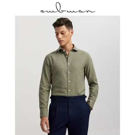 十米布秋冬新款磨毛男衬衫长袖修身型纯棉韩版男款全棉衬衣商务潮商品大图