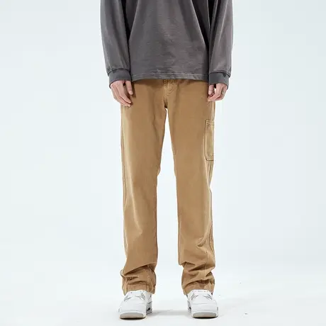 卡其牛仔裤男宽松直筒美式高街潮牌休闲伐木痞帅裤子高个子春秋季商品大图