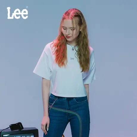 Lee商场同款24早春新品舒适短款小Logo女圆领短袖T恤LWT0077194DR图片