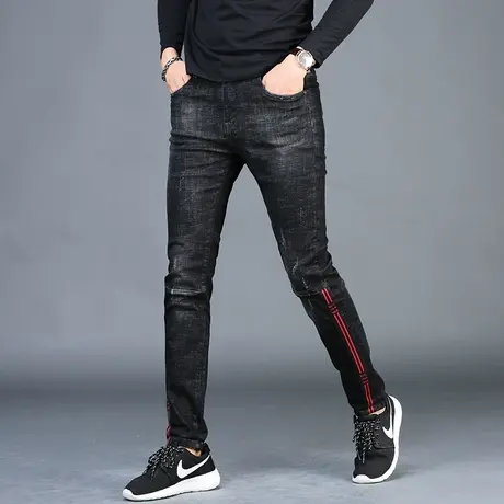 男士弹力百搭牛仔裤男款高端潮牌2023新款秋款季休闲裤子修身小脚图片
