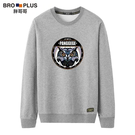 胖哥哥圆领卫衣男秋季款加肥加大码厚款胖子男士长袖休闲潮流上衣商品大图