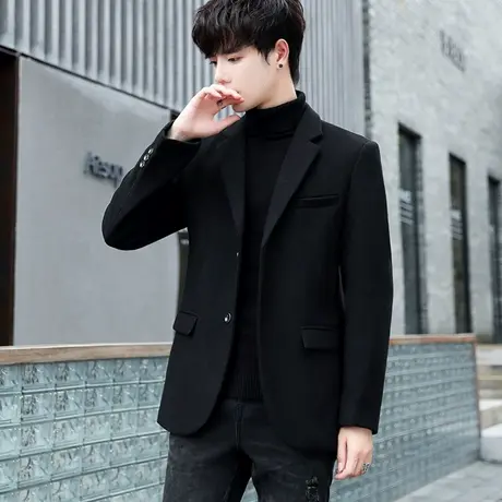 羊毛呢子外套男士秋冬季加厚商务时尚西装韩版男装痞帅休闲小西服商品大图