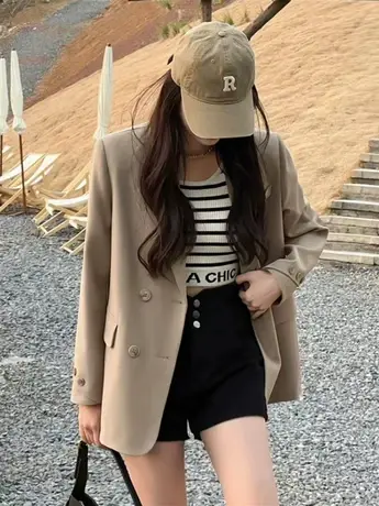 休闲西装外套女2023春秋季新款韩版宽松小个子高级感气质西服上衣图片