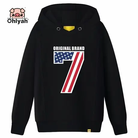 Ohlyah卫衣女2022新款潮连帽衫数字7印花休闲运动装学生班服定制商品大图
