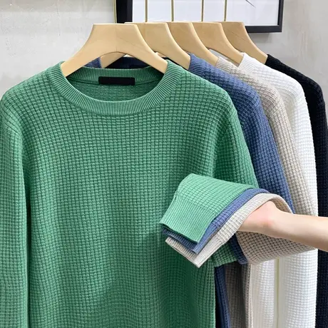 肌理感打底衫男长袖t恤内搭潮流宽松秋冬针织衫男士毛衣2023新款商品大图