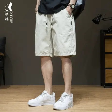 纯色百搭休闲短裤男夏季薄款外穿六分裤子宽松大码直筒运动沙滩裤商品大图