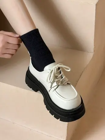 学院英伦风小皮鞋女2024春季厚底高跟乐福鞋配裙子玛丽珍单鞋潮商品大图