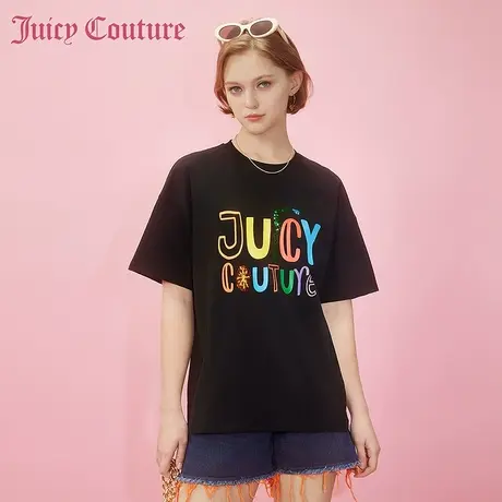 Juicy Couture橘滋2024早春穿搭新款印绣花版短袖T恤女打底衫上衣商品大图