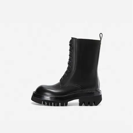 Nine West/玖熙厚底马丁靴女2023年秋冬新款瘦瘦靴经典款真皮靴子图片