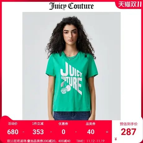 Juicy Couture橘滋T恤女2023夏季新款纯棉宽松短袖T恤半袖上衣女商品大图